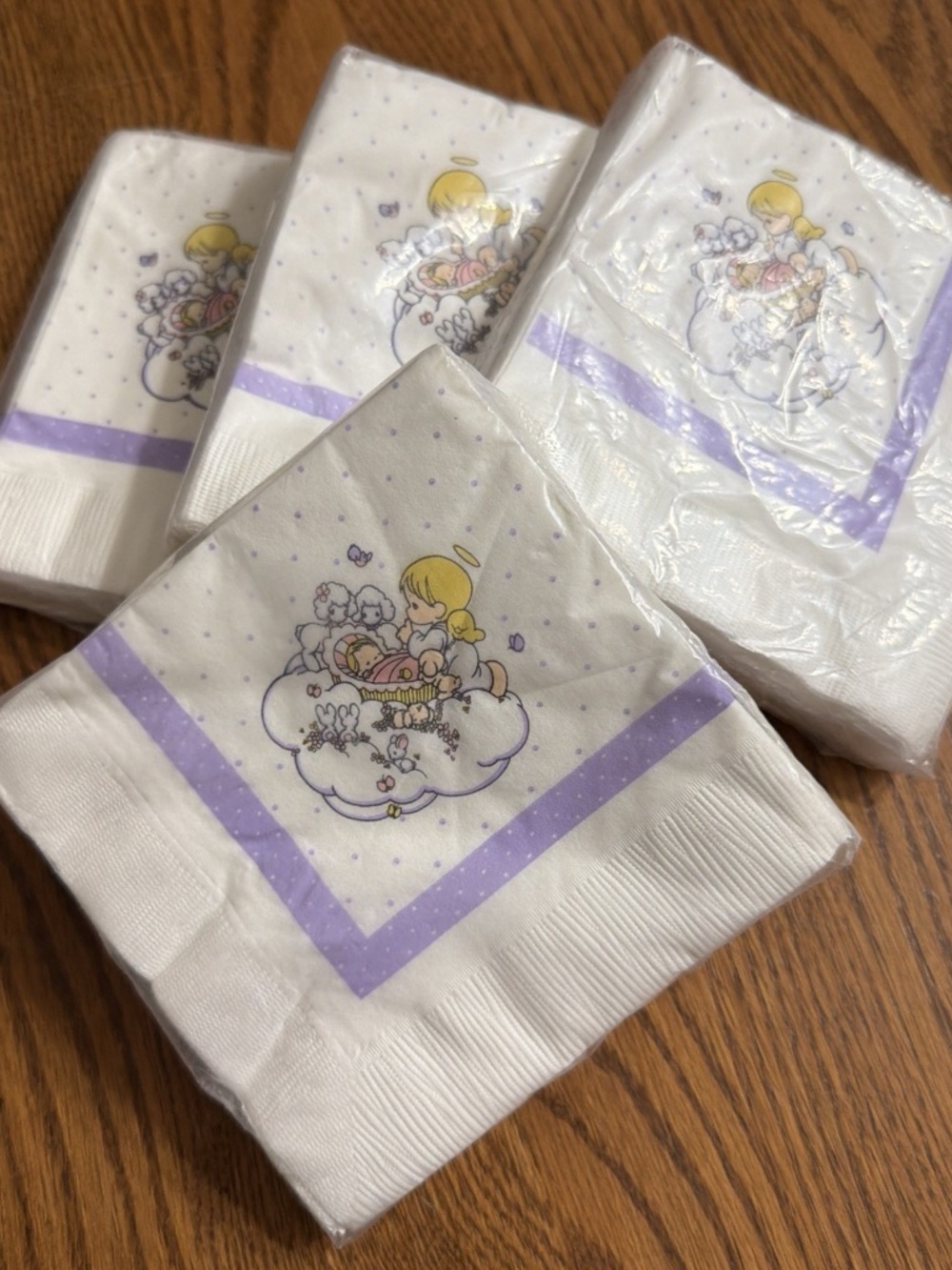 4 Packs * VTG 1994 Precious Moments BABY GIRL SHOWER party Cake Napkins Hallmark